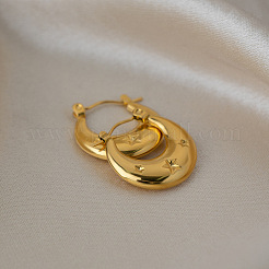星柄ステンレススチール製フープピアス（女性用）  18KGP本金メッキ  20.8x20mm&nbsp;UV4325