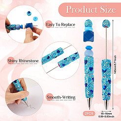 2Pcs Polymer Clay Rhinestones Ball-Point Pen&nbsp;OFST-TA0001-03F