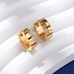 304ステンレススチールキュービックジルコニアフープピアス  316ステンレス鋼  イオンプレーティング（ip）  18KGP本金メッキ  13.5~14x4mm&nbsp;EJEW-D331-11G