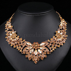 Flower Alloy Rhinestone Pendant Necklaces & Stud Dangle Earrings Sets&nbsp;WG248C9-01
