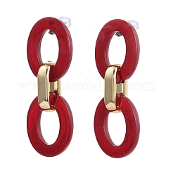 Acrylic & CCB Plastic Cable Chains Dangle Stud Earrings&nbsp;EJEW-JE04238-M