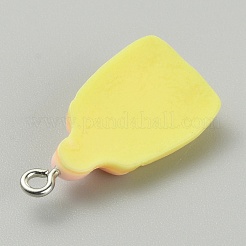 不透明樹脂ペンダント  ハートの哺乳瓶チャーム  プラチナトーンの鉄ループ付き  きいろ  26x13.5x6mm  穴：2mm&nbsp;FIND-CJC0015-30A