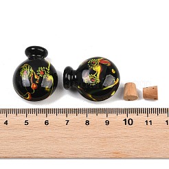 手作りのランプワークの香水瓶  ラウンド  コルク付き  ミックスカラー  3.1~3.2x2.25x1.4~1.45cm  穴：5mm&nbsp;LAMP-D007-001