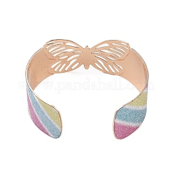 女性用蝶合金オープンカフバングル  カラフル  内径：2-3/8インチ（5.95cm）  25mm&nbsp;BJEW-L686-01A