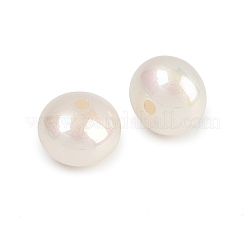 ABSプラスチックビーズ  模造シェルビーズ  フラットラウンド  パールカラーの  貝殻色  12x9.5mm  穴：2mm&nbsp;KY-A004-02