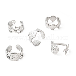 Ocean 5Pcs 304 Stainless Steel Open Cuff Rings for Women&nbsp;RJEW-K313-06P