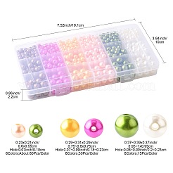 750個 18色スプレー塗装ABSプラスチック模造パールビーズ  ラウンド  ミックスカラー  6~10x5.5~9.5mm  穴：1.8~2.3mm&nbsp;OACR-FS0002-37