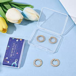 4Pcs Brass Micro Pave Cubic Zirconia Spring Gate Rings&nbsp;KK-SC0007-73