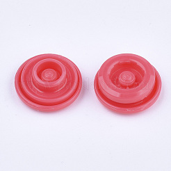 レジンスナップファスナー  レインコートのボタン  フラットラウンド  クリムゾン  キャップ：12x6.5mm  ピン：2mm  スタッド：10.5x3.5mm  穴：2mm  ソケット：10.5x3mm  穴：2mm&nbsp;X-SNAP-A057-B33