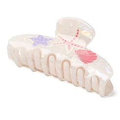 女性用 女の子用 アクリル 爪 ヘアクリップ  ヒトデと貝殻の形  鉄パーツ  カラフル  100x45x45mm&nbsp;PHAR-I011-02