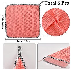 極細繊維の吊り下げ式クリーニングクロス  四角い布巾  鮭色  250x250x1mm&nbsp;AJEW-WH20033-059C