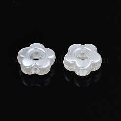 ABSプラスチックパール調ビーズ  花  乳白色  9x9x4mm  穴：1.4mm  約3840個/500g&nbsp;OACR-N008-117