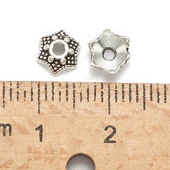チベット風ビーズキャップ  カドミウムフリー＆ニッケルフリー＆鉛フリー  6  - 花びらの花  アンティークシルバー  7x3mm  穴：2mm&nbsp;AA188-AS-NR