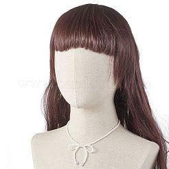 蝶結び 304 ステンレス ネックレス  女性用アクリルビーズネックレス  ホワイト  12.60~12.80インチ（32~32.5cm）&nbsp;NJEW-JN04670-01