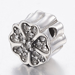 304ステンレススチールクリスタルラインストーンビーズ  花  ステンレス鋼色  10x8.5mm  穴：2mm&nbsp;STAS-F150-089P