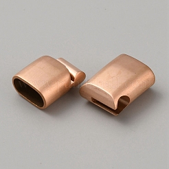 316ステンレススチール製のマグネット留め具と接着端  長方形  マットローズゴールドカラー  29x14.5x8.5mm  穴：12.5x6mm&nbsp;STAS-WH0036-23MRG