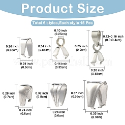 90個 6スタイル 201 & 304 ステンレススチール スナップオンベイル  ステンレス鋼色  6.5~9x6~9x1.5~6.5mm&nbsp;STAS-YW0003-28