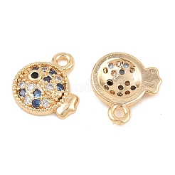 真鍮製マイクロパヴェキュービックジルコニアペンダント  魚のチャーム  18KGP本金メッキ  11x10x2mm  穴：1.2mm&nbsp;KK-L261-14C-G