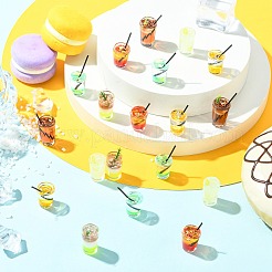 30個 6スタイル 3Dドリンク透明樹脂ディスプレイデコレーション  マイクロ風景装飾アクセサリー  ミックスカラー  18~28x11.5~12mm&nbsp;RESI-CJZ0001-03
