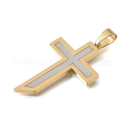 304ステンレスペンダント  クロスチャーム  イオンプレーティング（ip）  ゴールデン·ステンレス鋼色  43.5x28x2.5mm  穴：8x5mm&nbsp;SA-CBAC939-01GP