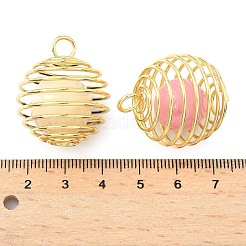 真鍮製エナメルペンダント  ラウンド  カドミウムフリー＆鉛フリー  長持ちメッキ  ラックめっき  18KGP本金メッキ  ミックスカラー  34.5x25mm  穴：4.5mm&nbsp;KK-G548-02G