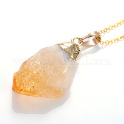 Natural Raw Rough Citrine Pendant Necklaces&nbsp;NJEW-JN01139