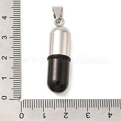 304ステンレスペンダント  201個のステンレススチールペンダントベイル付き  カプセル  ガンメタ色  36x10x10mm  穴：9x5mm&nbsp;STAS-D110-46BP