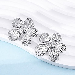 女性用304ステンレススチールスタッドピアス  花  ステンレス鋼色  31x34mm&nbsp;EJEW-K306-13P