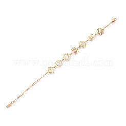 7 Chakra Symbols Brass Link Chain Bracelets for Women&nbsp;BJEW-N039-01G