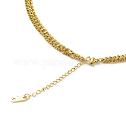 Ion Plating(IP) 304 Stainless Steel Curb Chains Double Layer Necklaces&nbsp;NJEW-M199-14G