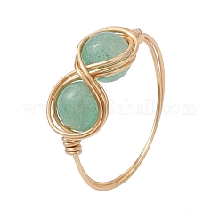 5Pcs Natural Tiger Eye & Dyed Yellow Jade & Amethyst & Green Aventurine & Synthetic Turquoise Infinity Finger Rings for Women&nbsp;RJEW-JR00832-02