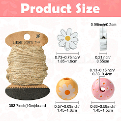 Flower & Round Natural Wooden Beads&nbsp;WOOD-YW001-76