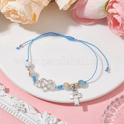 Natural Dyed White Jade Braided Bead Bracelets&nbsp;BJEW-JB09823-01
