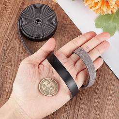 Puイミテーションレザーコード  衣類用  フラット  ブラック  12.5x1.8mm  約2.19ヤード（2m）/ロール&nbsp;LC-WH0006-06A-08