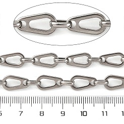 304ステンレススチールティアドロップリンクチェーン  溶接されていない  ステンレス鋼色  13.5x7.5x1.5mm&nbsp;CHS-S012-09P