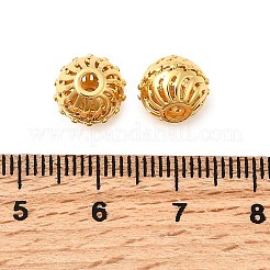 真鍮ビーズ  中空ラウンド  ニッケルフリー  18KGP本金メッキ  9.5x9x8.5mm  穴：2mm&nbsp;KK-D407-04G-B