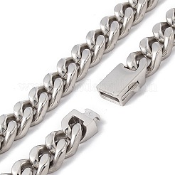 変色しない304ステンレススチールカーブチェーンネックレス女性用  ステンレス鋼色  リンク：15x12x3.5mm  23.62インチ（60cm）&nbsp;NJEW-E155-08P-01