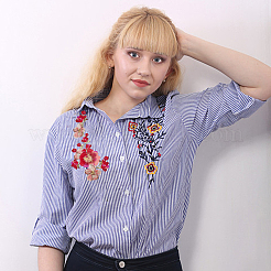 2Pcs 2 Colors Flower Pattern Polyester Computerized Embroidery Cloth Sew on Appliques&nbsp;PATC-NB0001-13B
