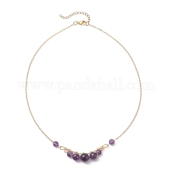 4Pcs 4 Styles Natural Tiger Eye & Rose Quartz & Carnelian & Amethyst Beaded Pea Shaped Pendant Brass Cable Chain Necklaces for Women&nbsp;NJEW-TA00227