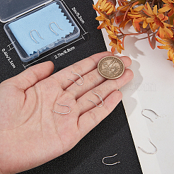 スターリングシルバーのピアスフック10個925個  ループ付きイヤーワイヤー  銀  21ゲージ  16x2mm  穴：1.4mm  ピン：0.7mm&nbsp;STER-BBC0007-11