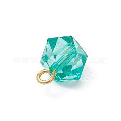 透明アクリルと鉄のペンダント  ポリゴン  多面カット  ミックスカラー  12.5~13x7.5x7.5mm  穴：2~2.5mm&nbsp;PALLOY-JF03680-01