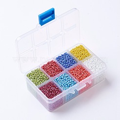 12/0 ガラスシードビーズ  セイロンラウンド緩いスペーサービーズ  2mm  ミックスカラー  2mm  穴：1mm  約12500個/箱&nbsp;SEED-X0050-2mm-08