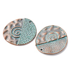 合金のチベット風チャーム  赤い銅と緑の緑青  シェル形状  27x25x1.5mm  穴：1.4mm&nbsp;X-FIND-B055-02N