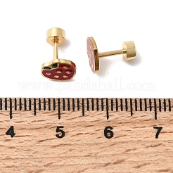 304ステンレススチールスタッドピアス  エナメル  ゴールドカラー  苺  7.5x7.5mm&nbsp;EJEW-F396-02C-G