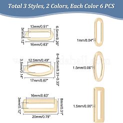 36個6スタイル304ステンレススチールリンクリング  混合形状  ゴールデン·ステンレス鋼色  16~20x8~6.5x1~1.5mm  6個/スタイル&nbsp;STAS-UN0031-78