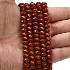 天然石レッドジャスパービーズ連売り  多面カット  ロンデル  ファイヤーブリック  8x5.5mm  穴：1.2mm  約69個/連  15.16''（38.5センチメートル）&nbsp;G-Z111-A12-01