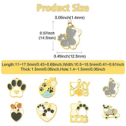 8個 8スタイル 304ステンレススチールエナメルペンダント  イオンプレーティング（ip）  ゴールドカラー  足跡と犬  ミックスカラー  11~17.5x10.5~15.5x1.5mm  穴：1.4~1.5mm  1個/スタイル&nbsp;STAS-CJ0003-38