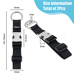 ナイロン調節可能なバッグ荷物ストラップ  亜鉛合金クラスプ付き  プラチナ  232~335x25mm&nbsp;FIND-WH0418-47P