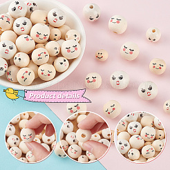 180Pcs 6 Styles Printed Wood Beads&nbsp;WOOD-PH0002-77