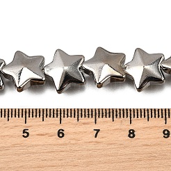 電気メッキガラスビーズセット  スター  フルメッキ  多面カット  プラチナメッキ  13x13.5x5.5mm  穴：0.8mm  約36個/連  15.98''（40.6センチメートル）&nbsp;EGLA-V001-03D